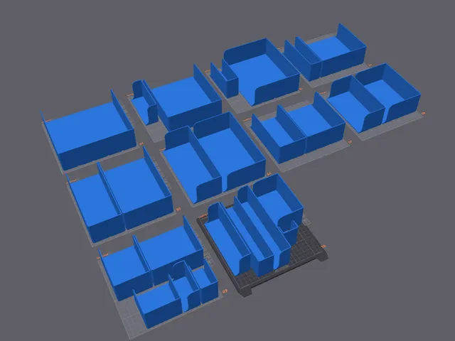 Kitchen Gridfinity w/ Solid Bases - Endcaps and Blanks