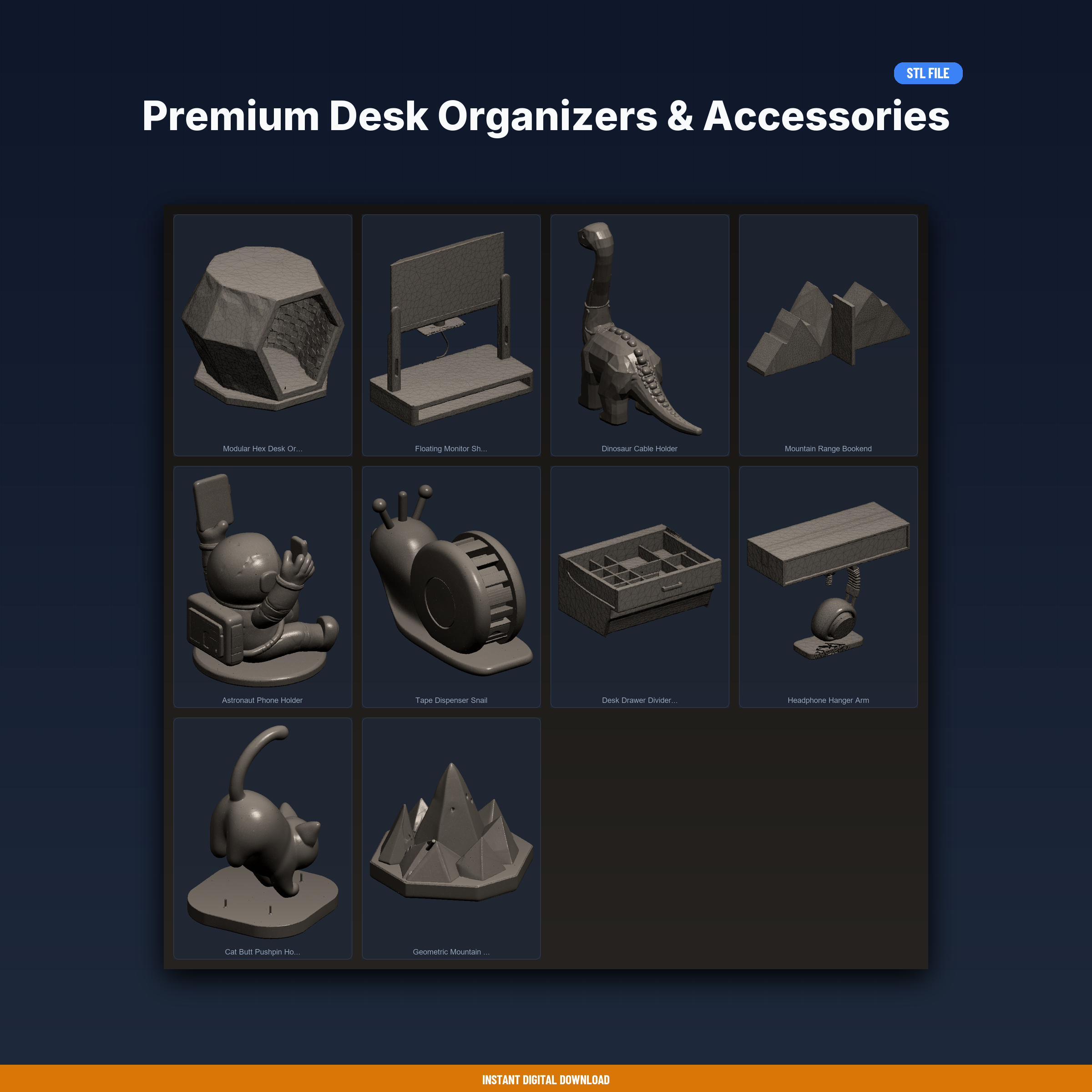 Premium Desk Organizers & Accessories Bundle - 10-Model STL Bundle