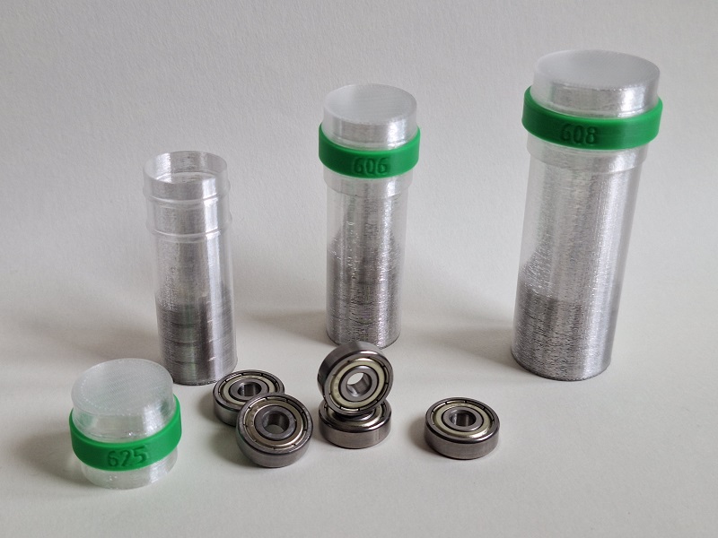 Bearing tubes with ID ring for 606, 608 and 625 bearings