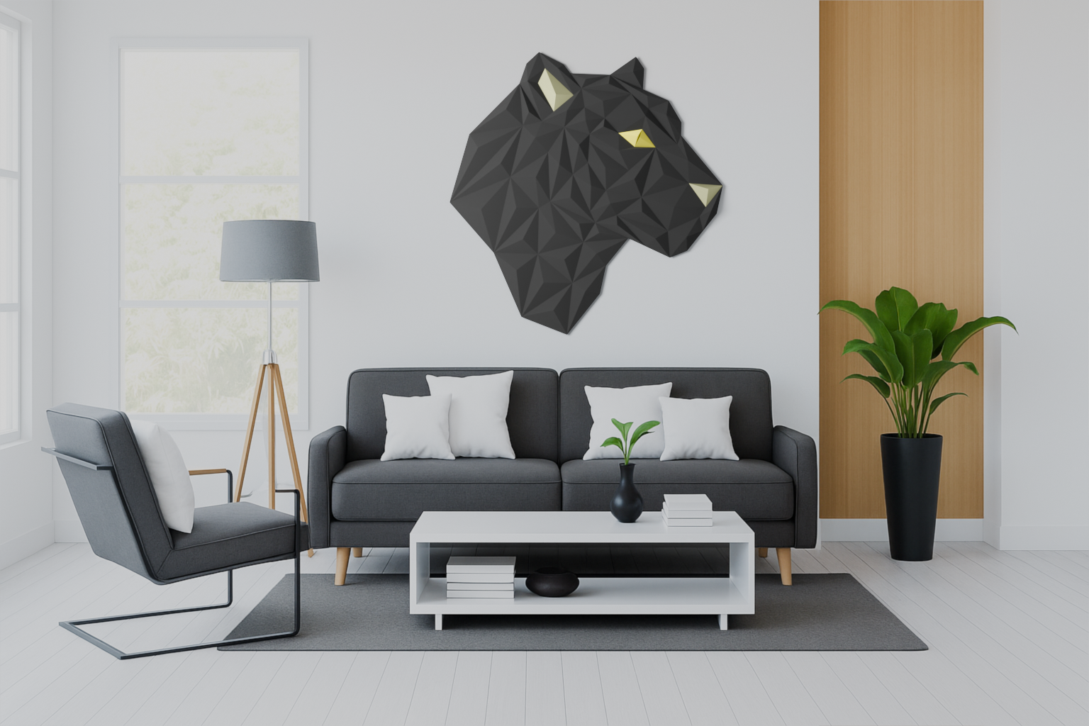 Geometric Tiger head - wall design