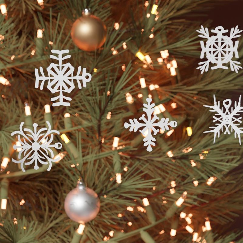 33 Snowflake Christmas Ornaments - Unique Hand-Drawn Tree Decorations ...