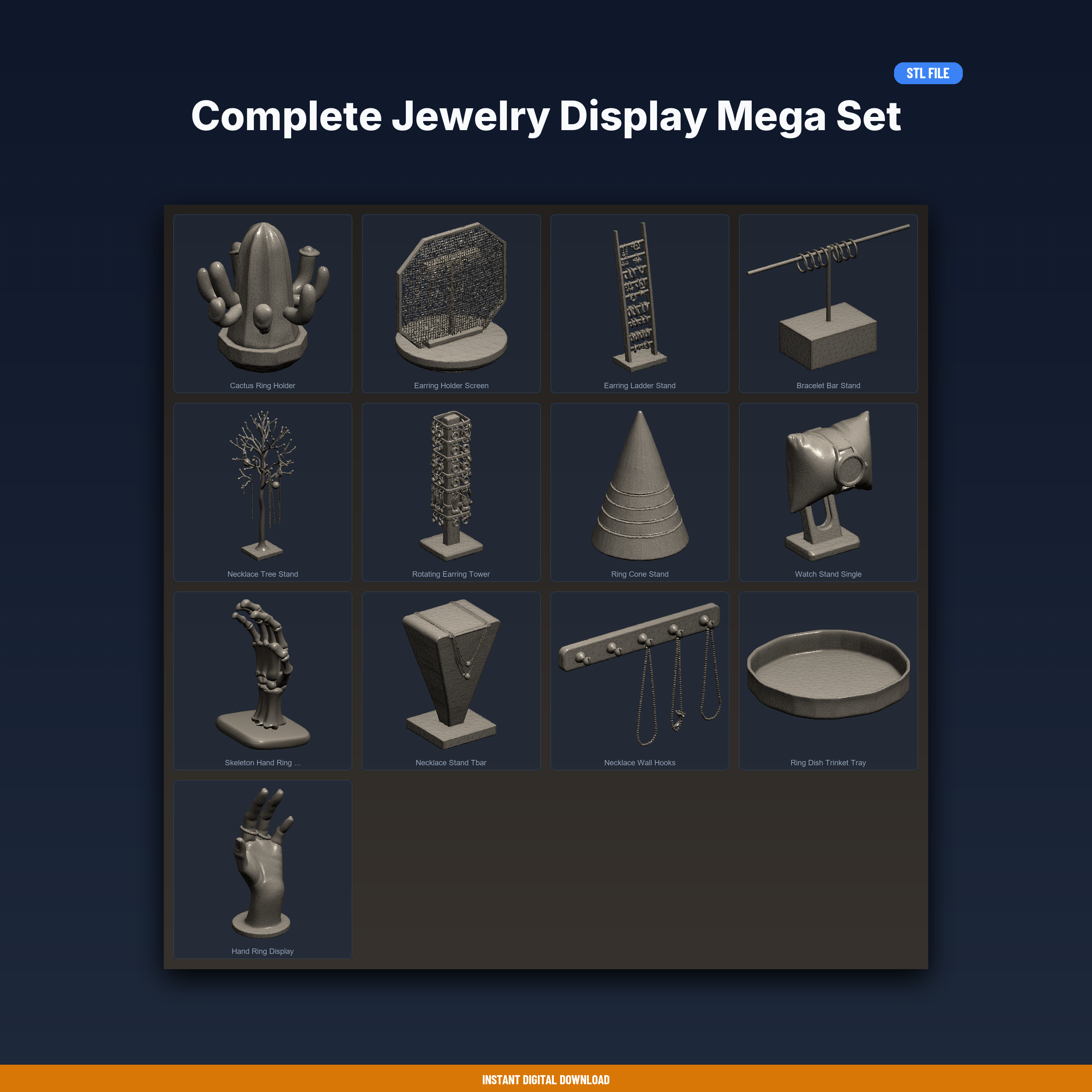 Complete Jewelry Display Mega Set - 13-Model STL Bundle