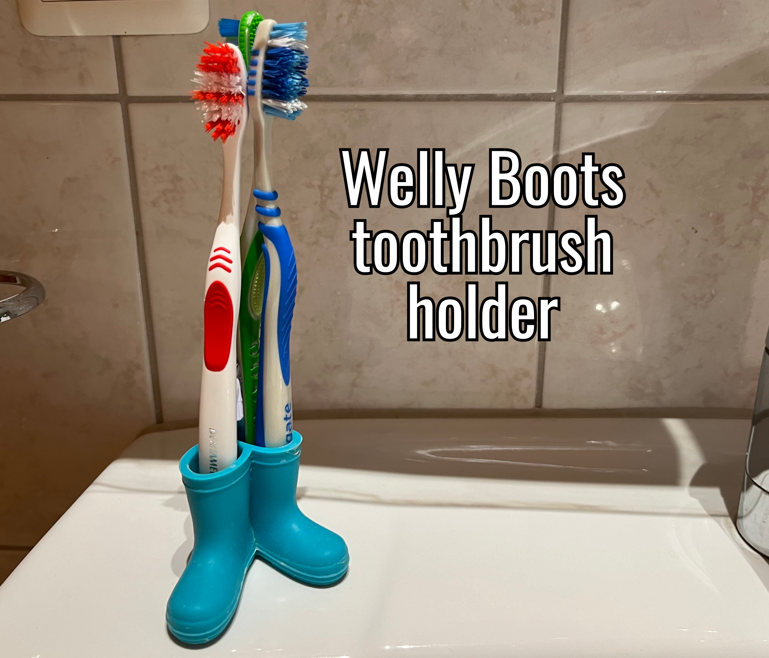 Welly boots toothbrush holder