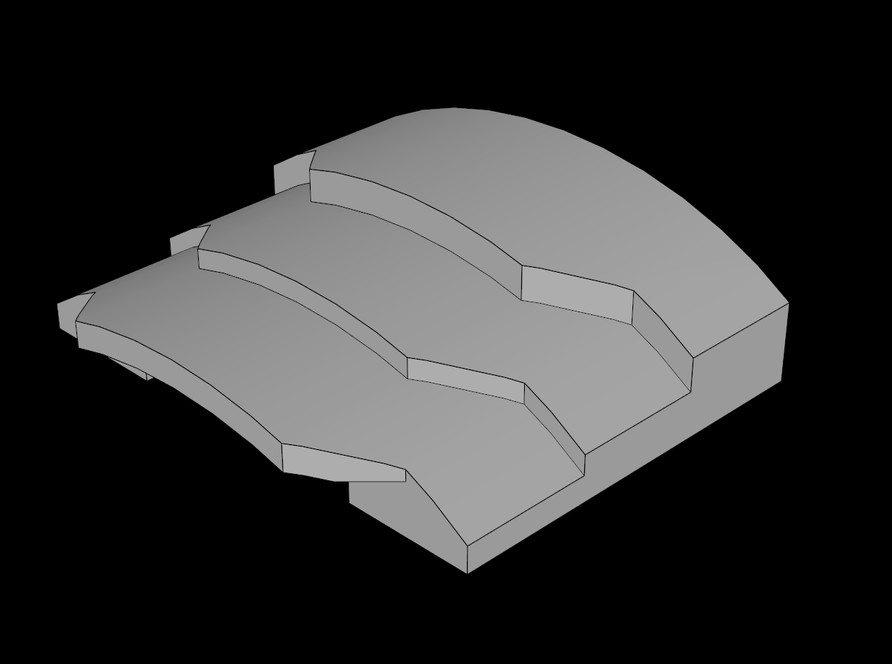 Lego Compatible (66955.dat) Slope Brick Curved  4 x  3.5 x  1 with 3 Steps