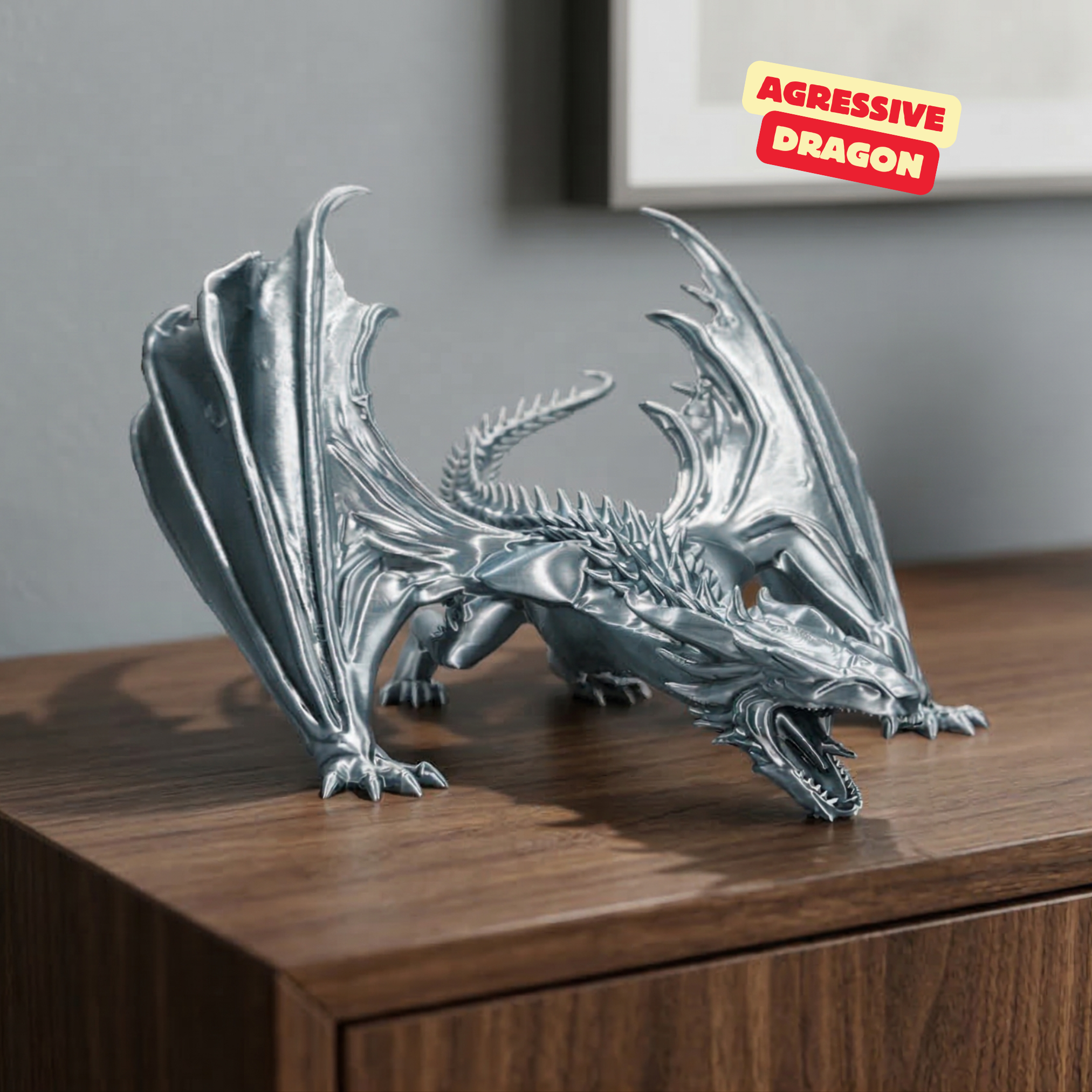 AGRESSIVE DRAGON / GOTHIC DECOR / SHELF SCULPTURE DECOR / MODERN DRAGON SCULPTURE