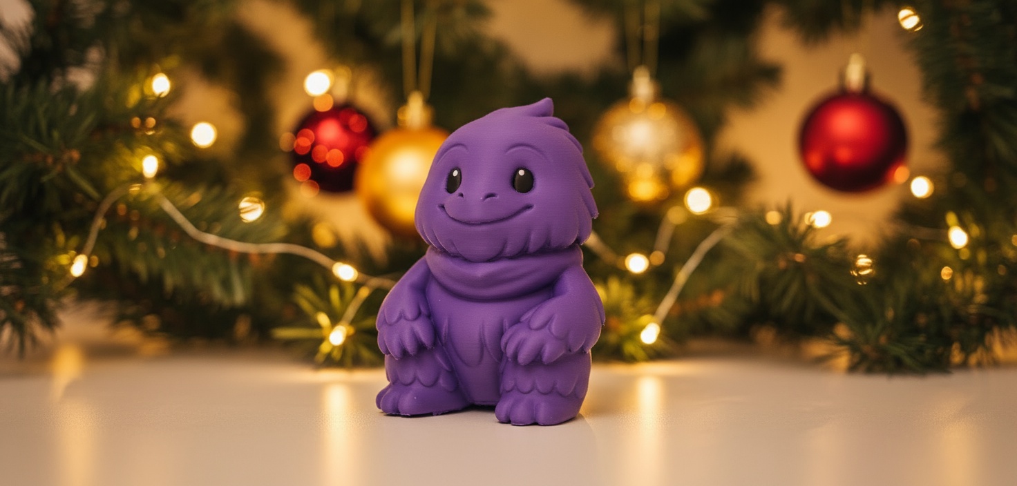 Furry Monster in Scarf Holiday Figurine