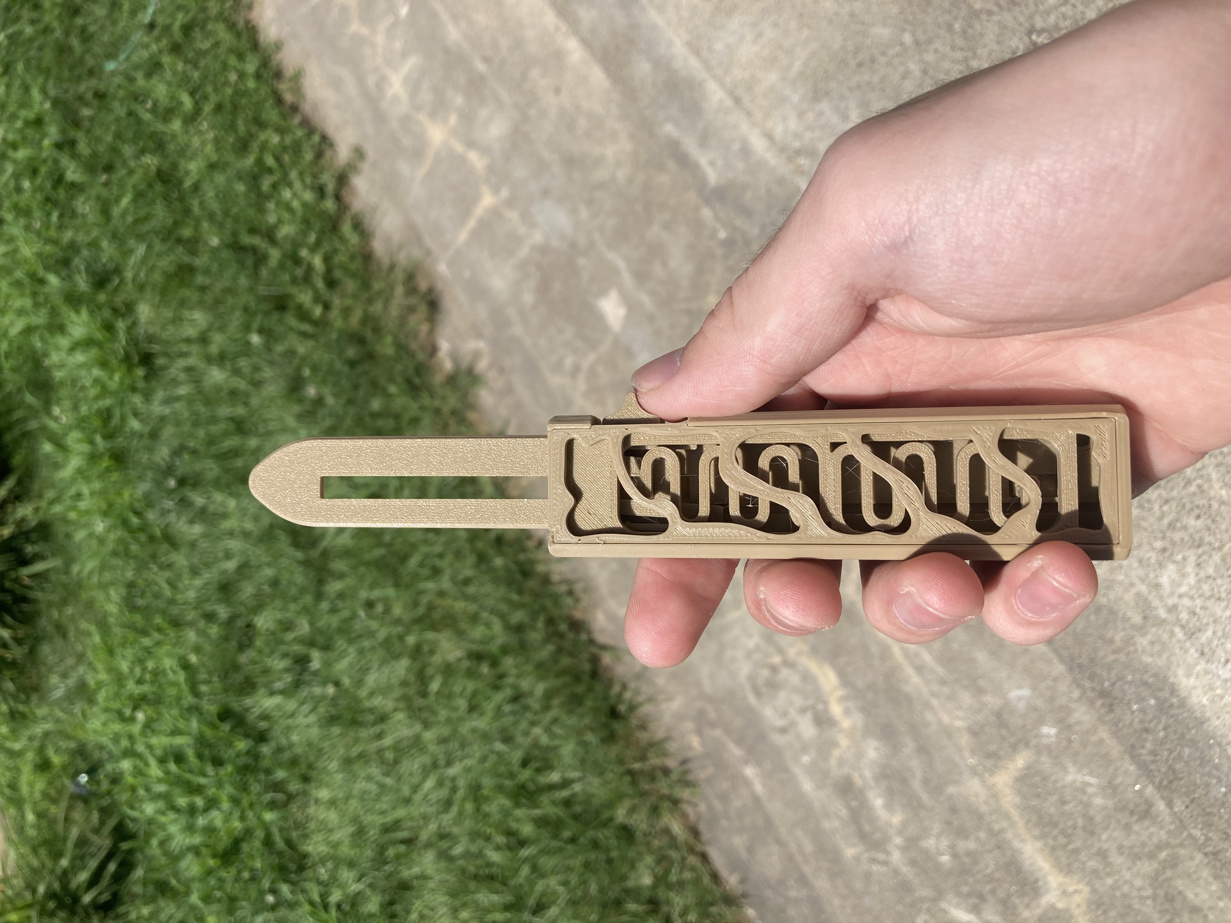OTF Fidget Knife - closed case with design