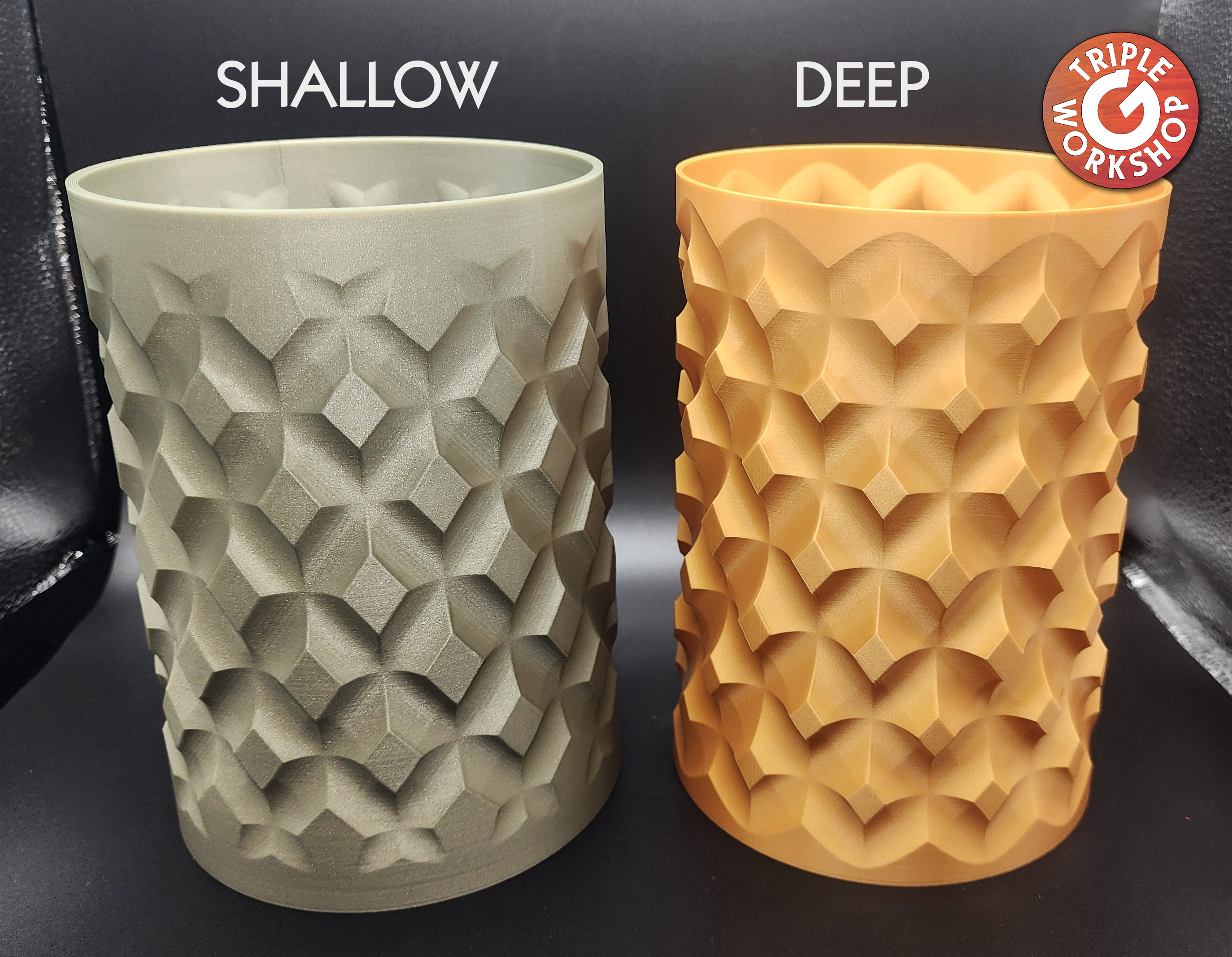 Inverse Diamond Pleated Spiral Vases - Shallow & Deep
