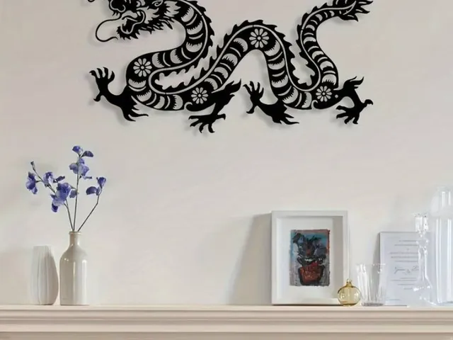 Majestic Black Dragon Wall Art