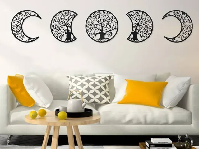 5pcs, Moon Phase Boho Wall Decor