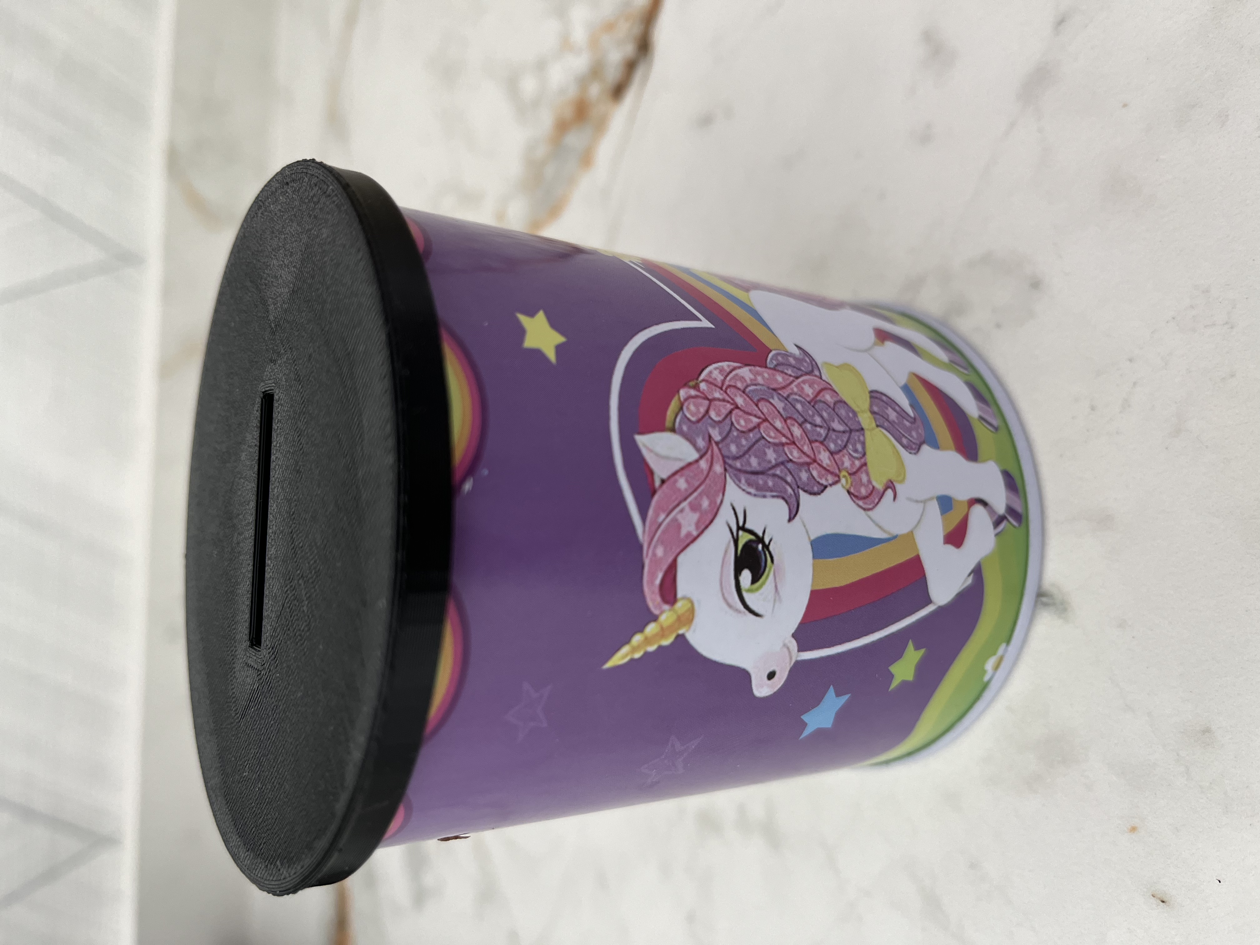 tin piggy bank cover - tapa para hucha de hojalata