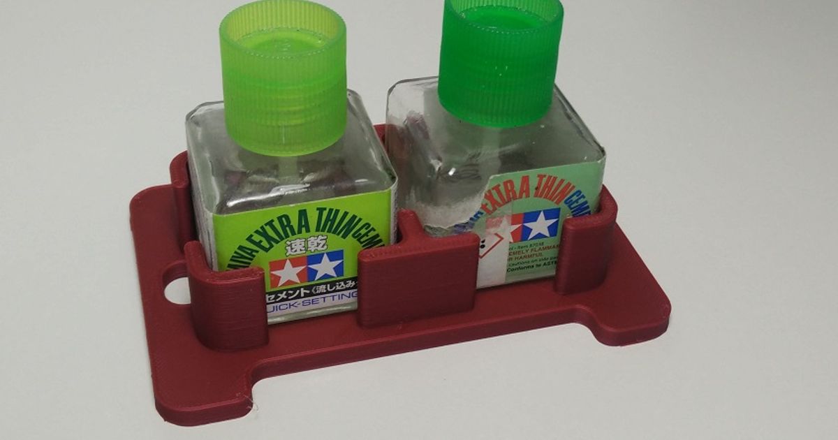 Anti-tip 3D Printed Tamiya Glue Bottle Holder Square and Hex With Rubber  Feet Tamiya 87038 87012 