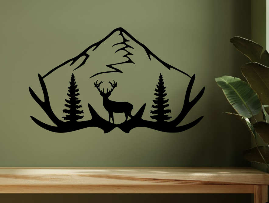 Deer on Antlers Wall Art