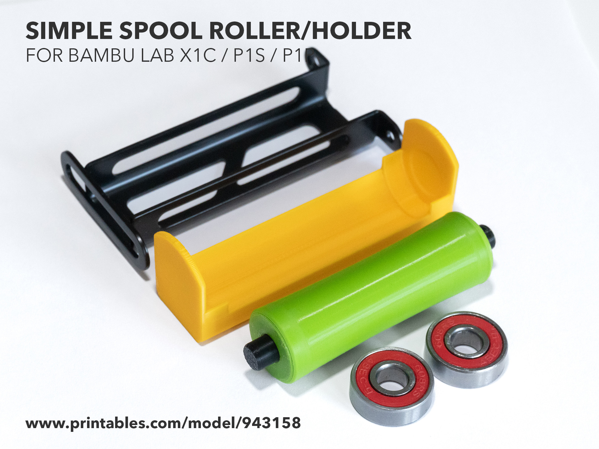 Simple Spool Roller/Holder for Bambu Lab X1C / P1S / P1P