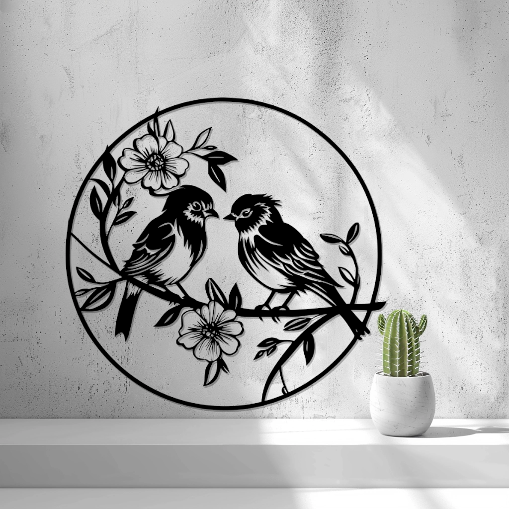 Birds with Flowers Wall Art by 2D Art | Download free STL model ...