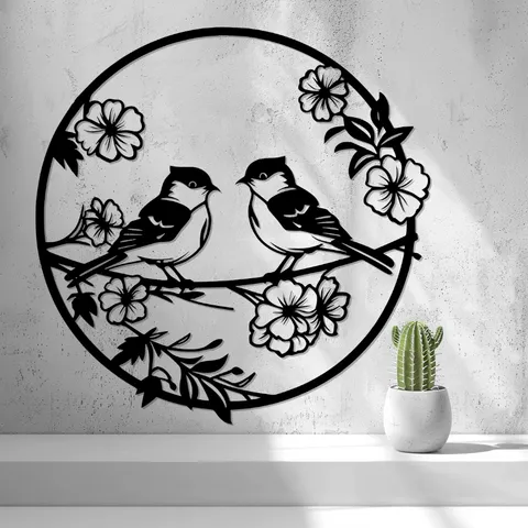 Young Birds with Flowers Wall Art