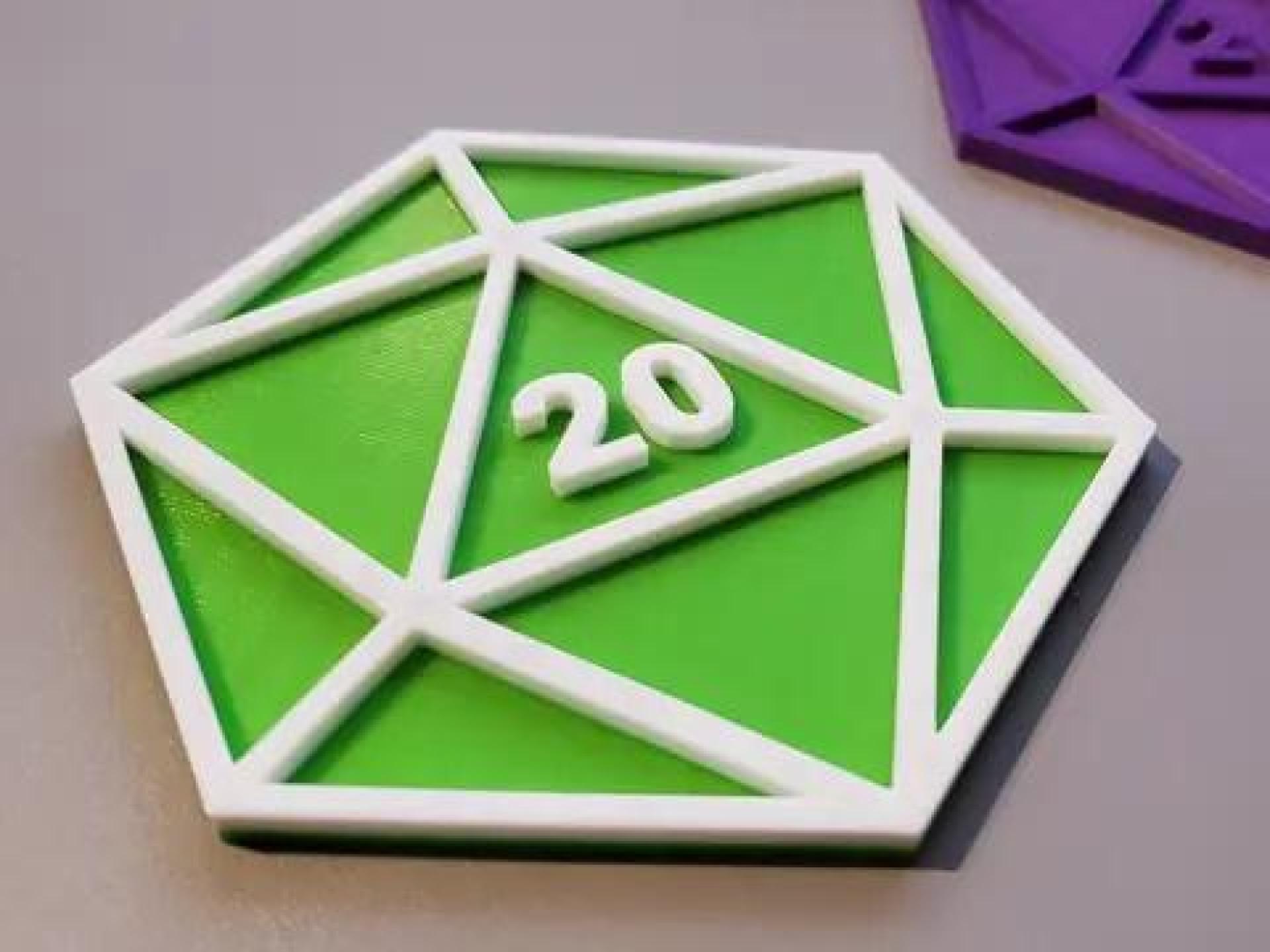 Multi-color d20 coaster | Tabletop gaming accessories