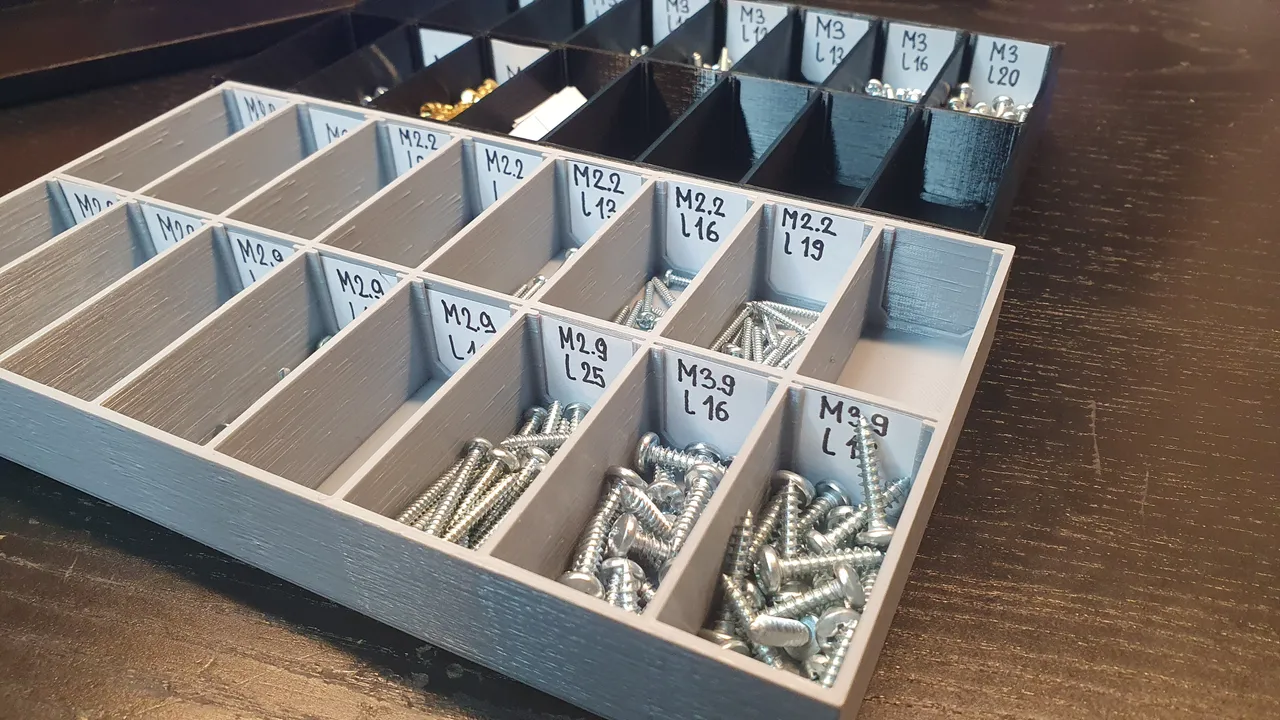 Small-Parts organizer box (Electronics, screws etc.) by Dino, Download  free STL model