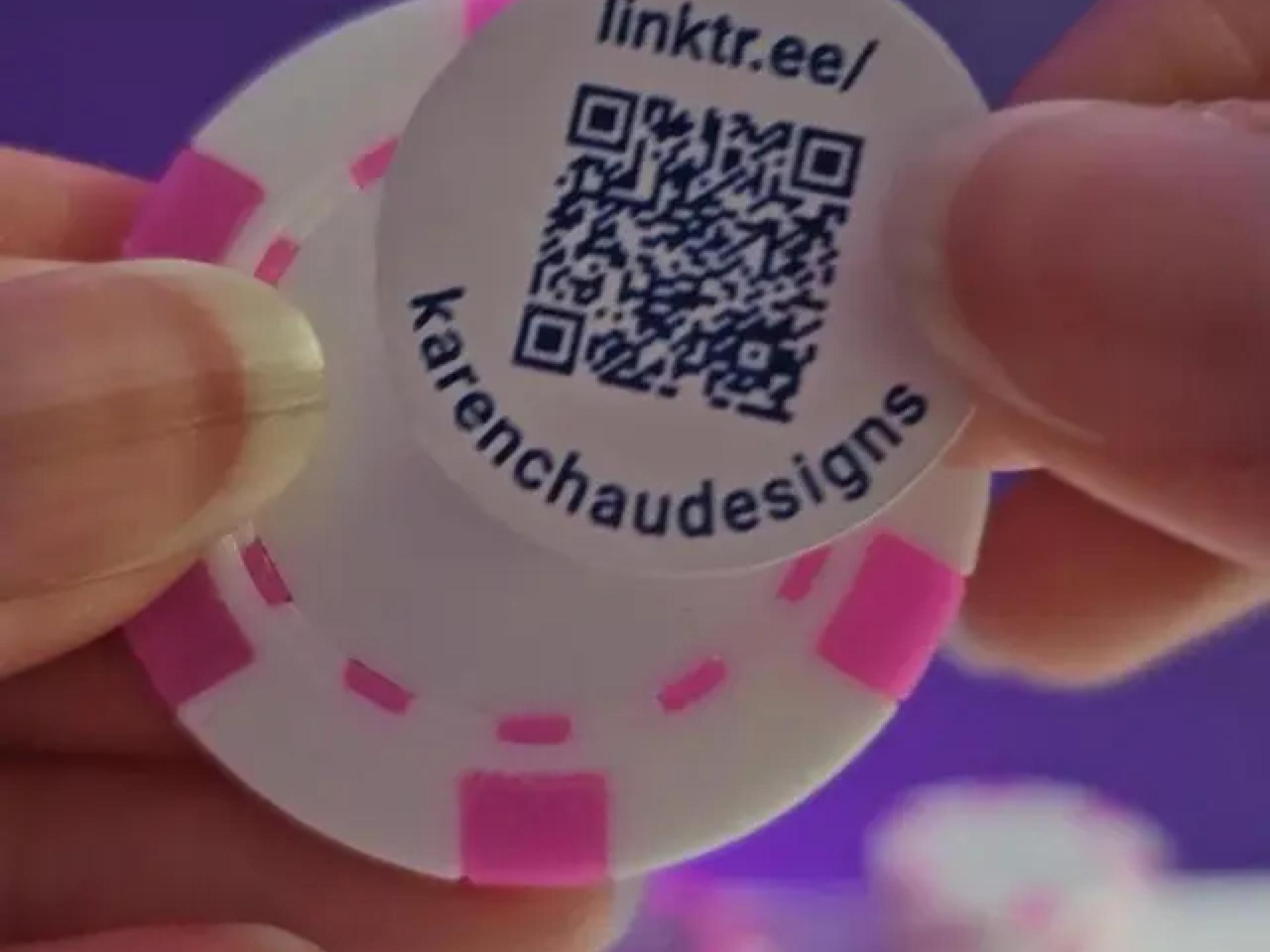 Blank poker chip / MakerChip | Fits 1" sticker label -- good for QR codes, logos, photos, etc