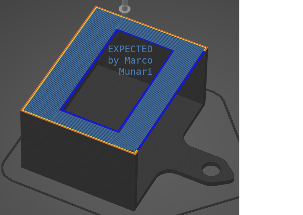 example for improvement suggestion to slicer bridging for a suspended horizontal surface with square hole