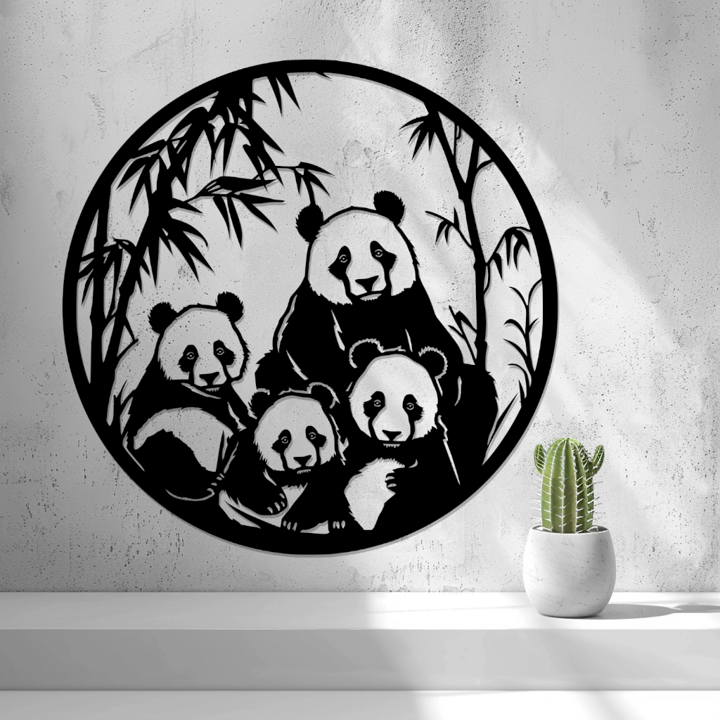 Pandas with Bamboo Wall Art / Wall Tattoo by 2D Art | Download free STL ...