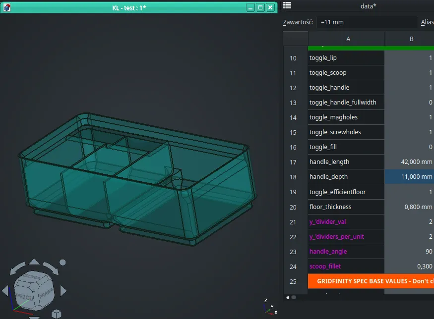 Upgraded parametric FreeCAD Template for Gridfinity Bins by Kaminter ...
