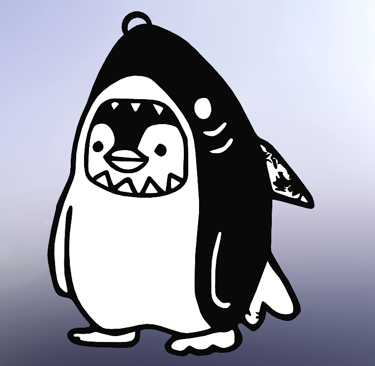 Llavero Pingüino Tiburón Keychain multicolor