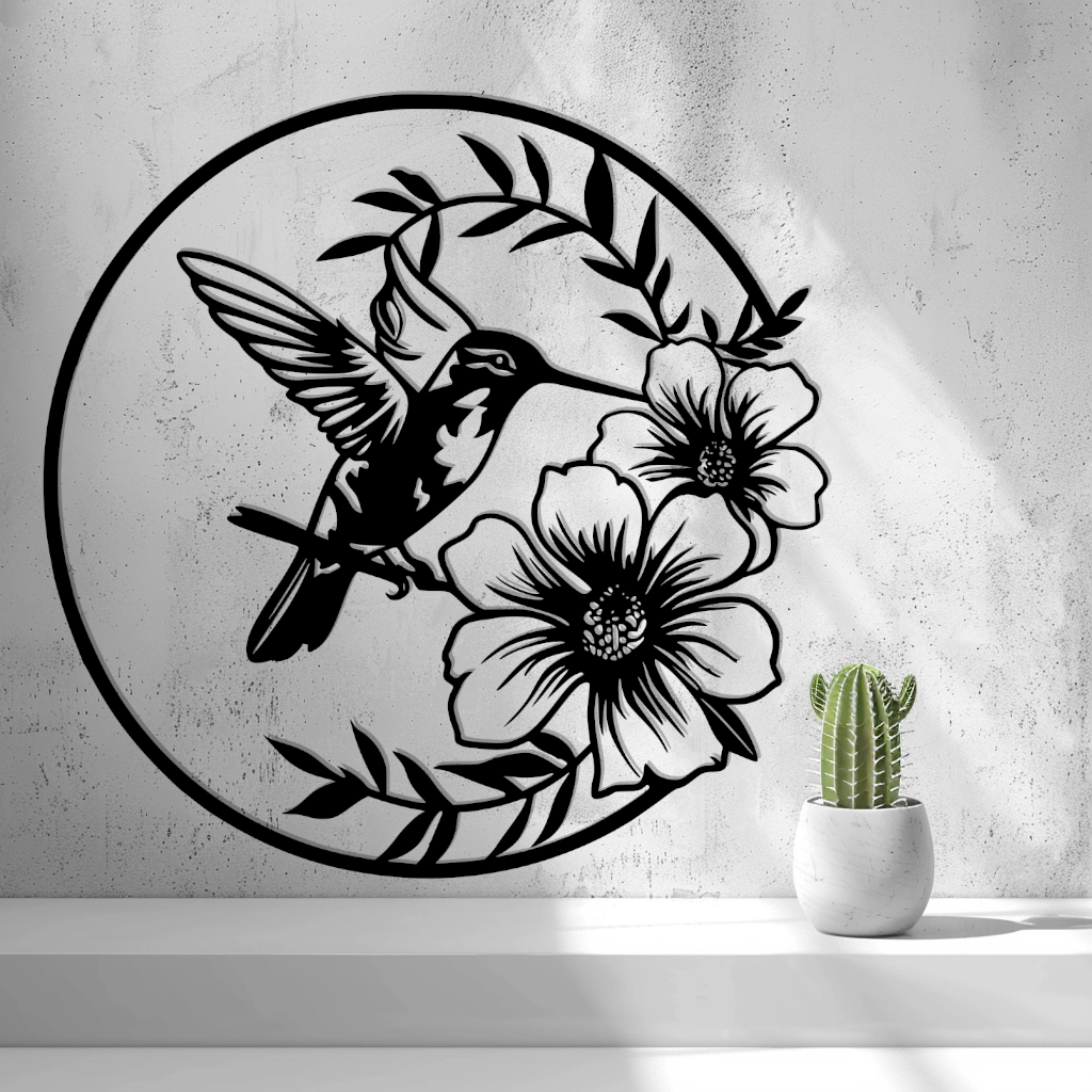 Hummingbird with Flowers Wall Art by 2D Art | Download free STL model ...