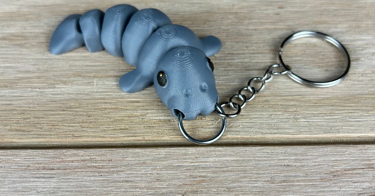 Manatee Solid Flippers Keychain By Built Over Bot 