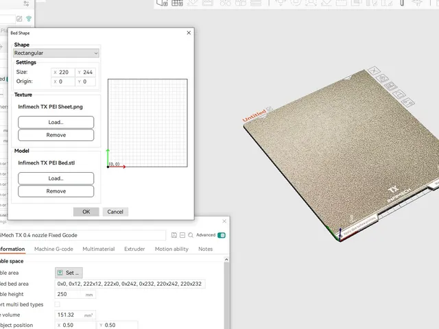 Infimech TX orcaslicer bed texture fixed/PEI sheet
