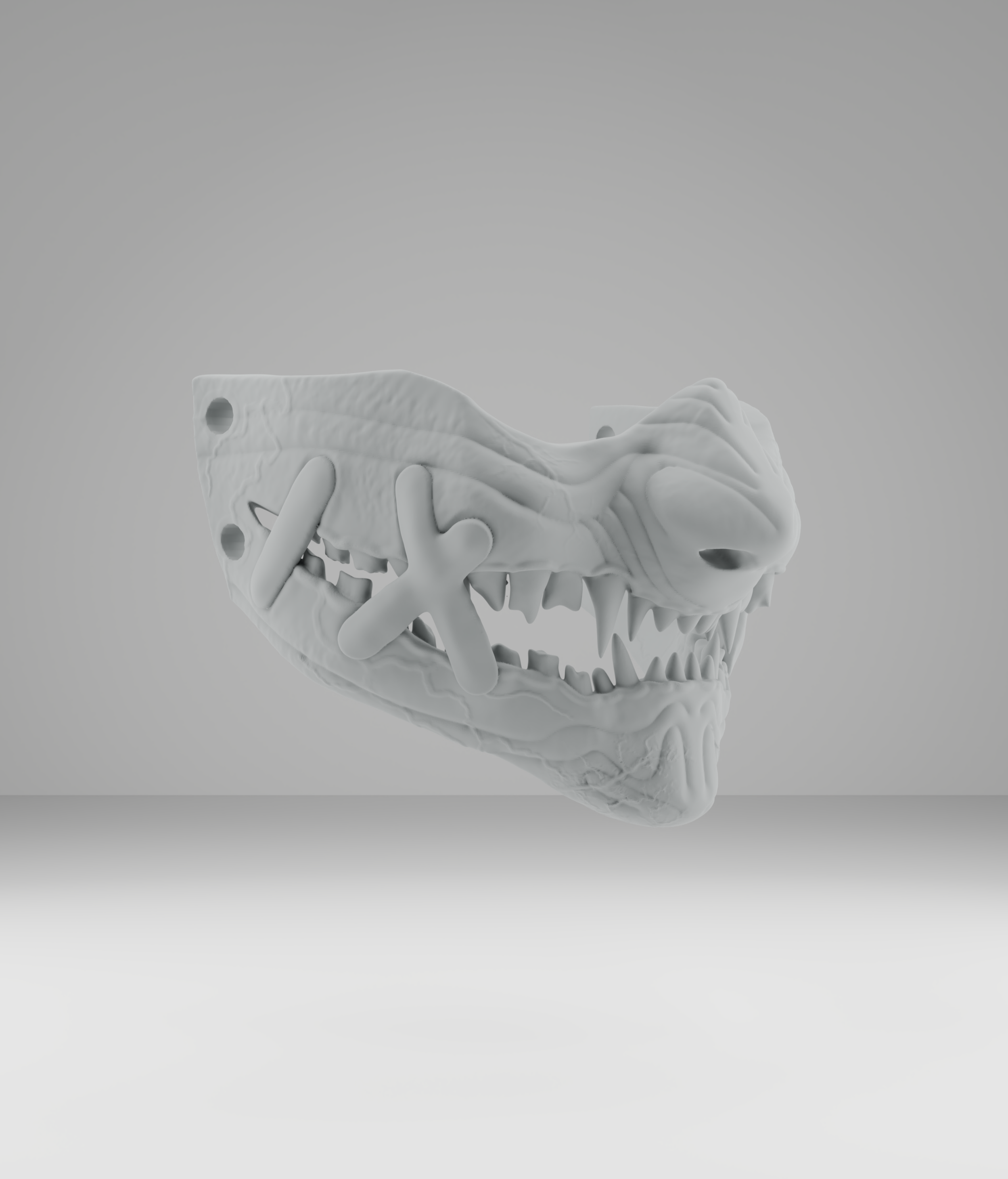 Oni Mask No. 06 | Ripped Mouth with patches by Moe3D | Download free ...