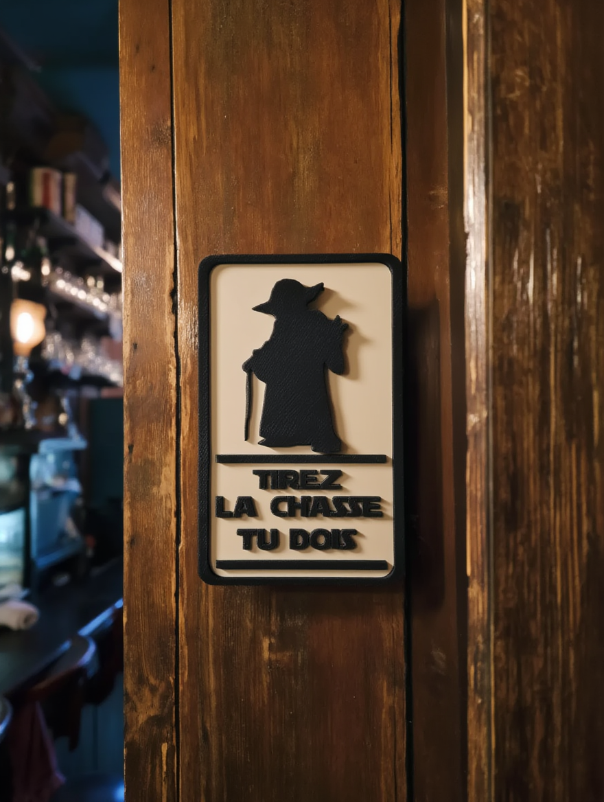 TIREZ LA CHASSE TU DOIS – Panneau WC Yoda