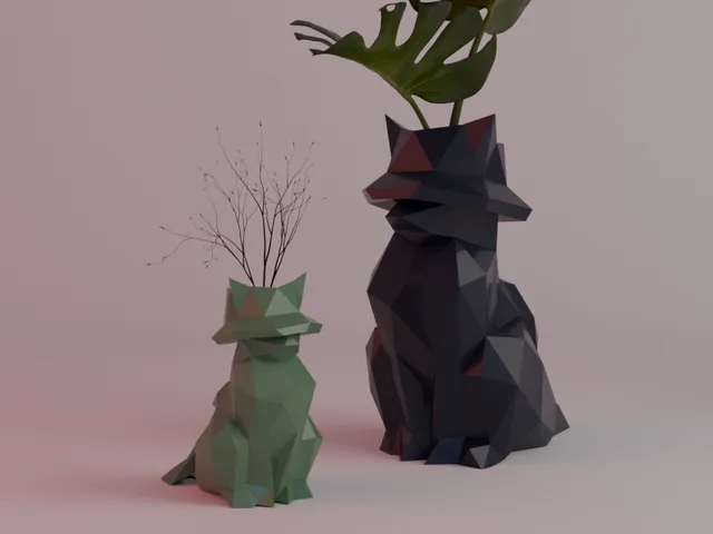 Cat with a hat vase