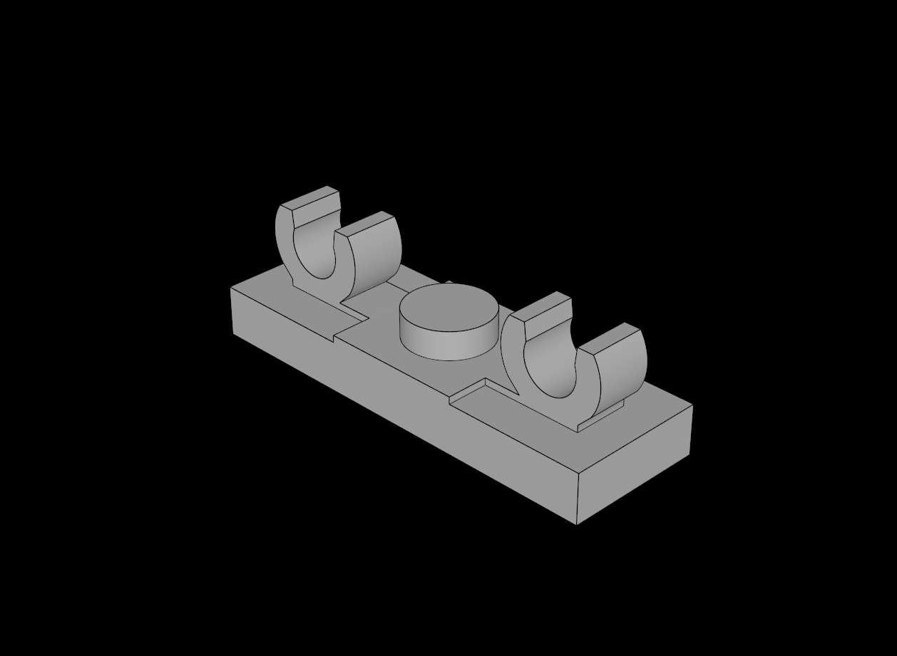 Lego Compatible (79987.dat) Plate  1 x  3 with  2 Clips on Top (Thick C-Clip)