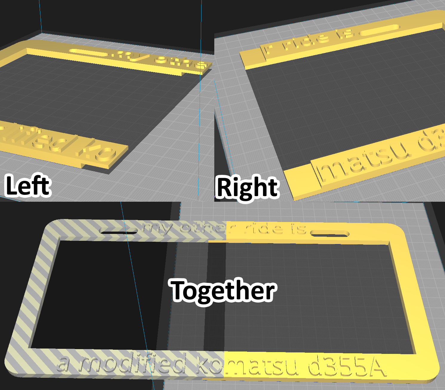 Split (kill)dozer license plate frame