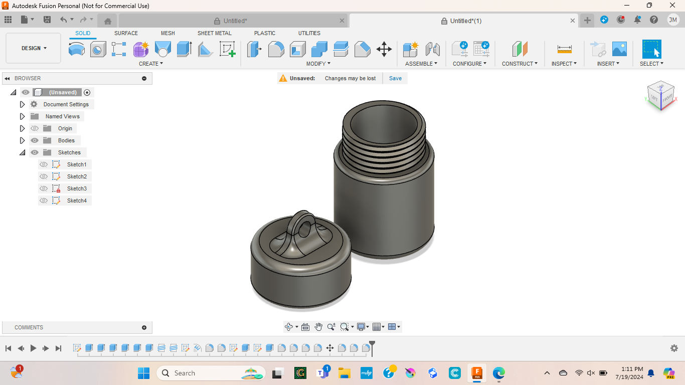 Threaded Camping Container.