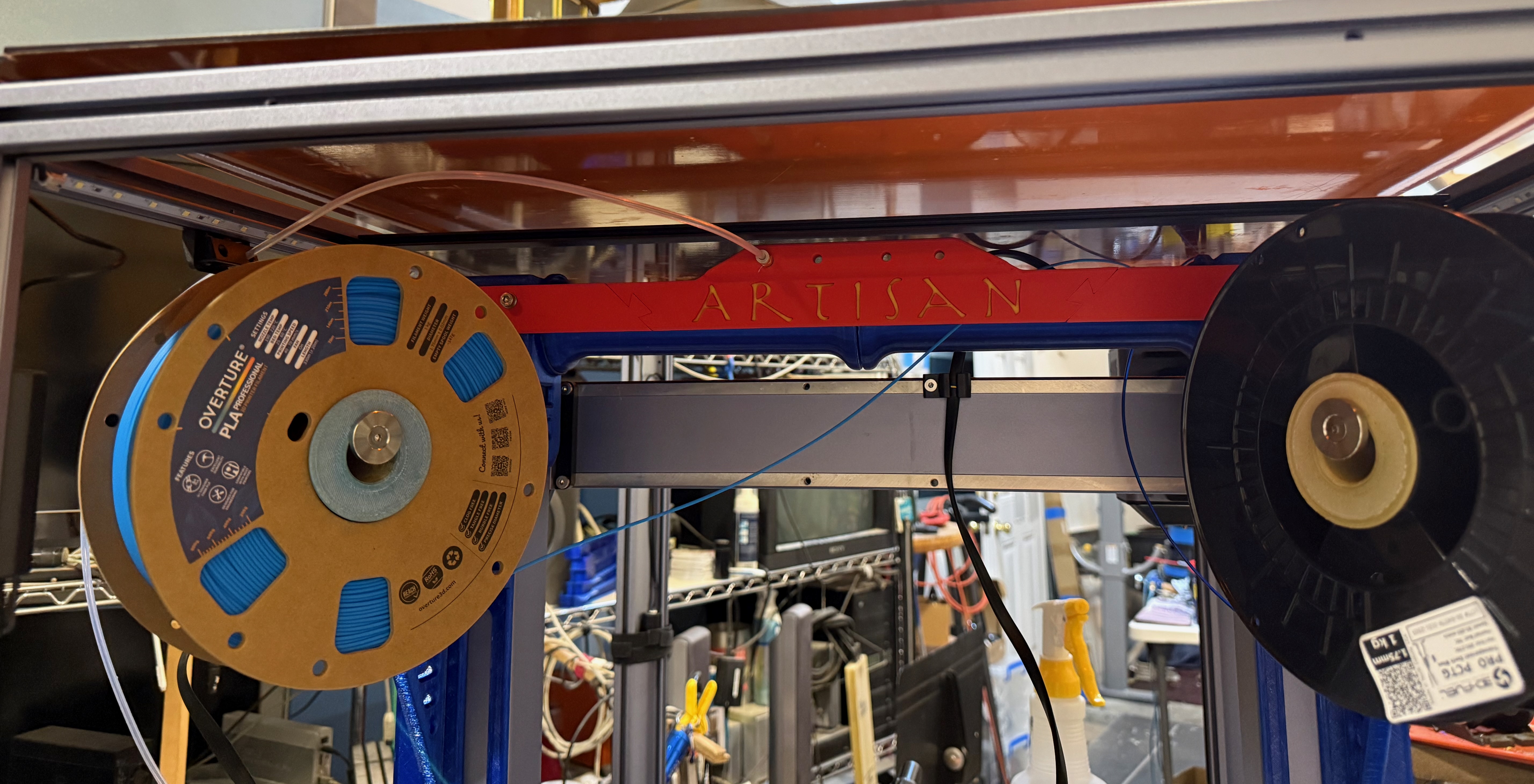 Snapmaker Artisan Spool relocate with rollers inside Enclosure