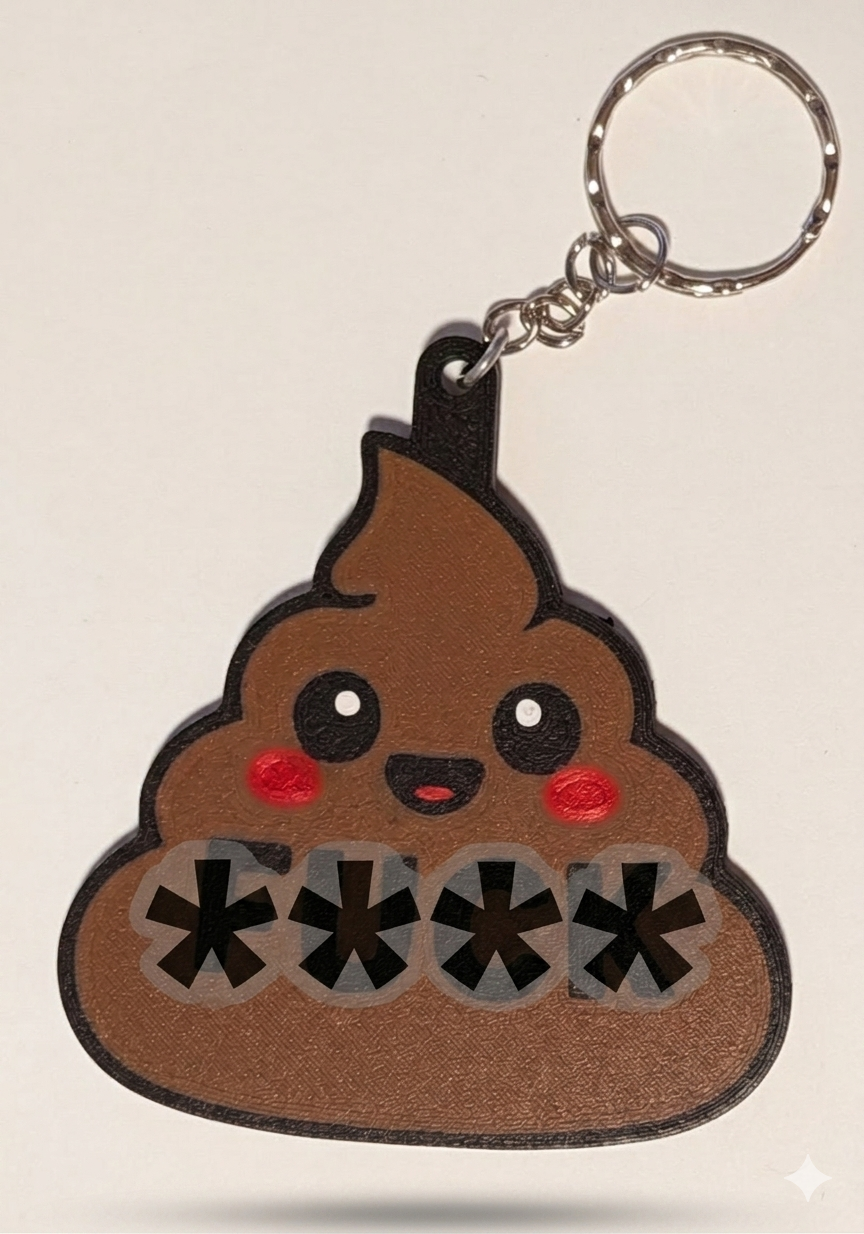 3D Printed Kawaii Poop "F*ck" Novelty Keychain | Humorous Gag Gift — miniatura 4