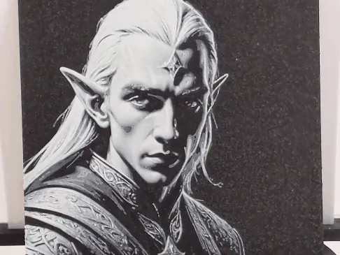 D&D Male Elf Cleric Portrait HueForge Filament Painting (2 Colors)