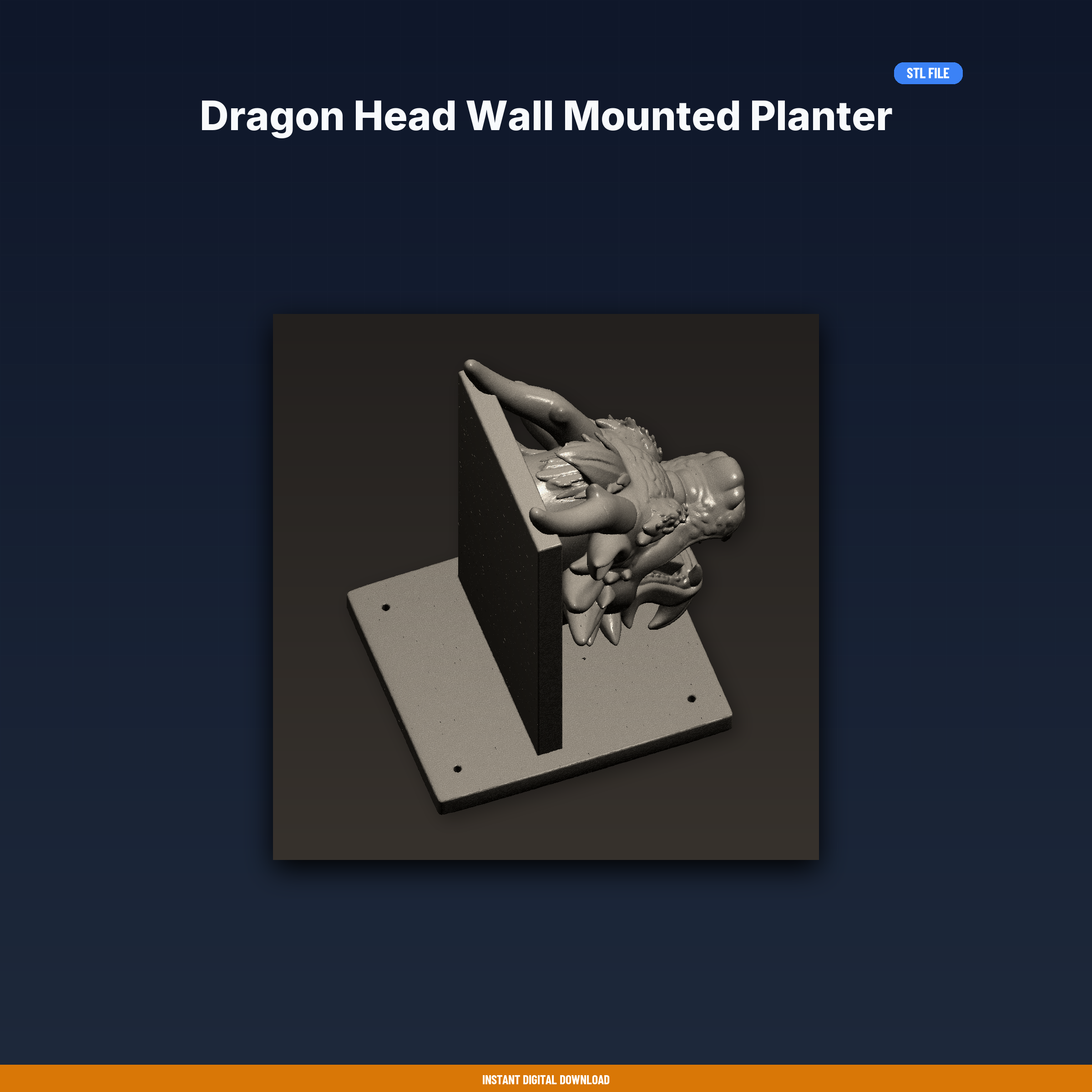 Dragon Head Wall Mounted Planter - 3D Printable STL File