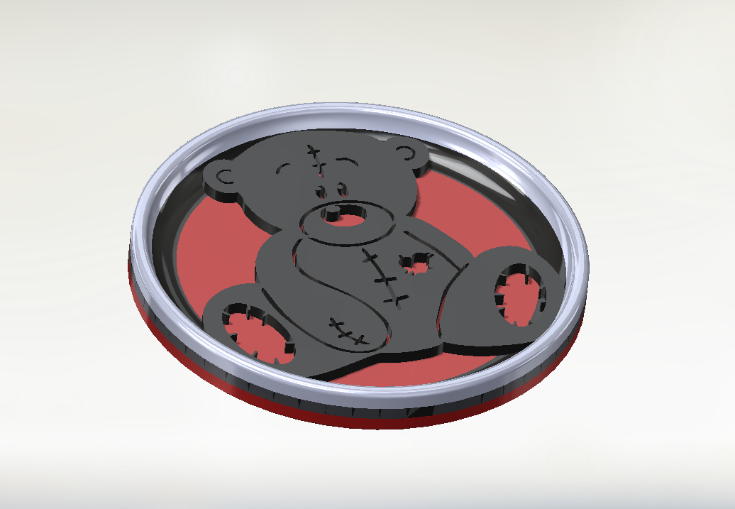 A single-cup coaster with teddy bear