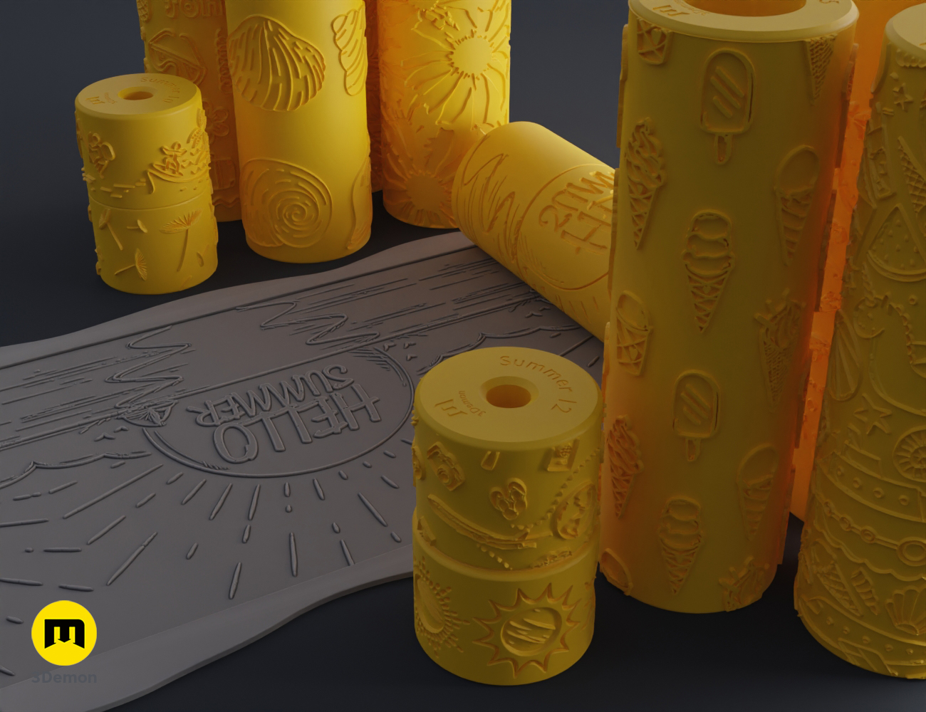 Miniatura 7 do modelo 3D Summer Texture Rollers