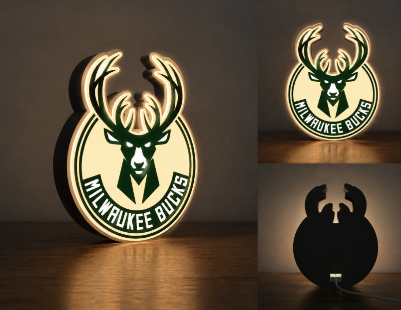 Milwaukee Bucks LED Light Box | Multi-Color 3D Printable STL