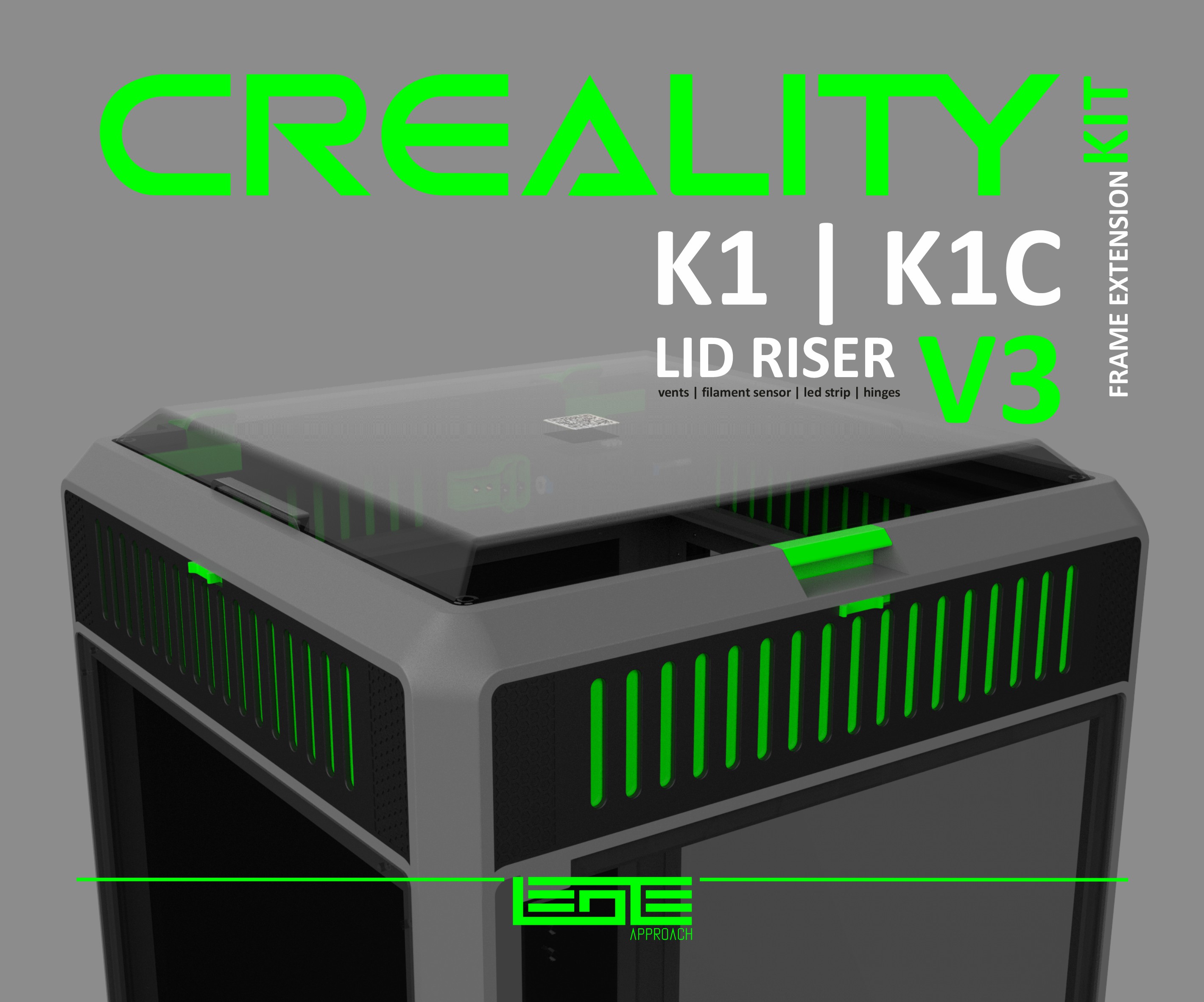 CREALITY K1 | K1C | K1SE - LID RISER V3 [FRAME EXTENSION KIT]