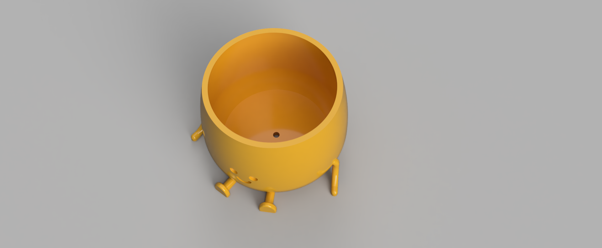 Happy flower pot with a hole for a water outflow.