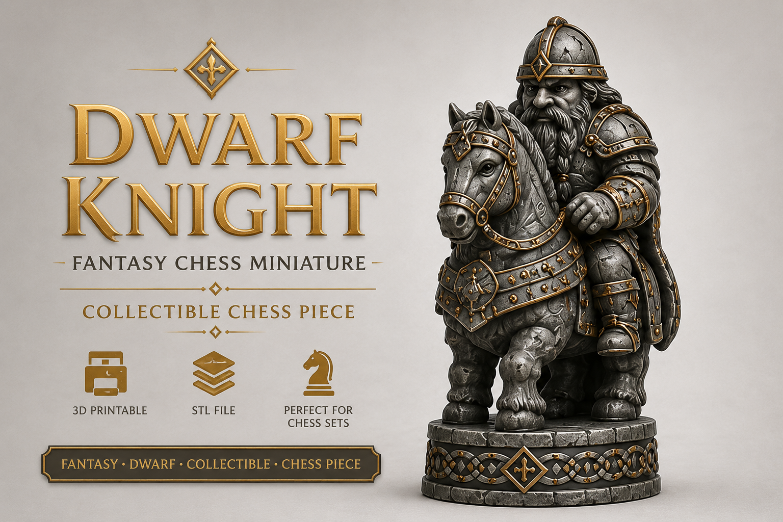 Dwarf Knight – Fantasy Chess Miniature