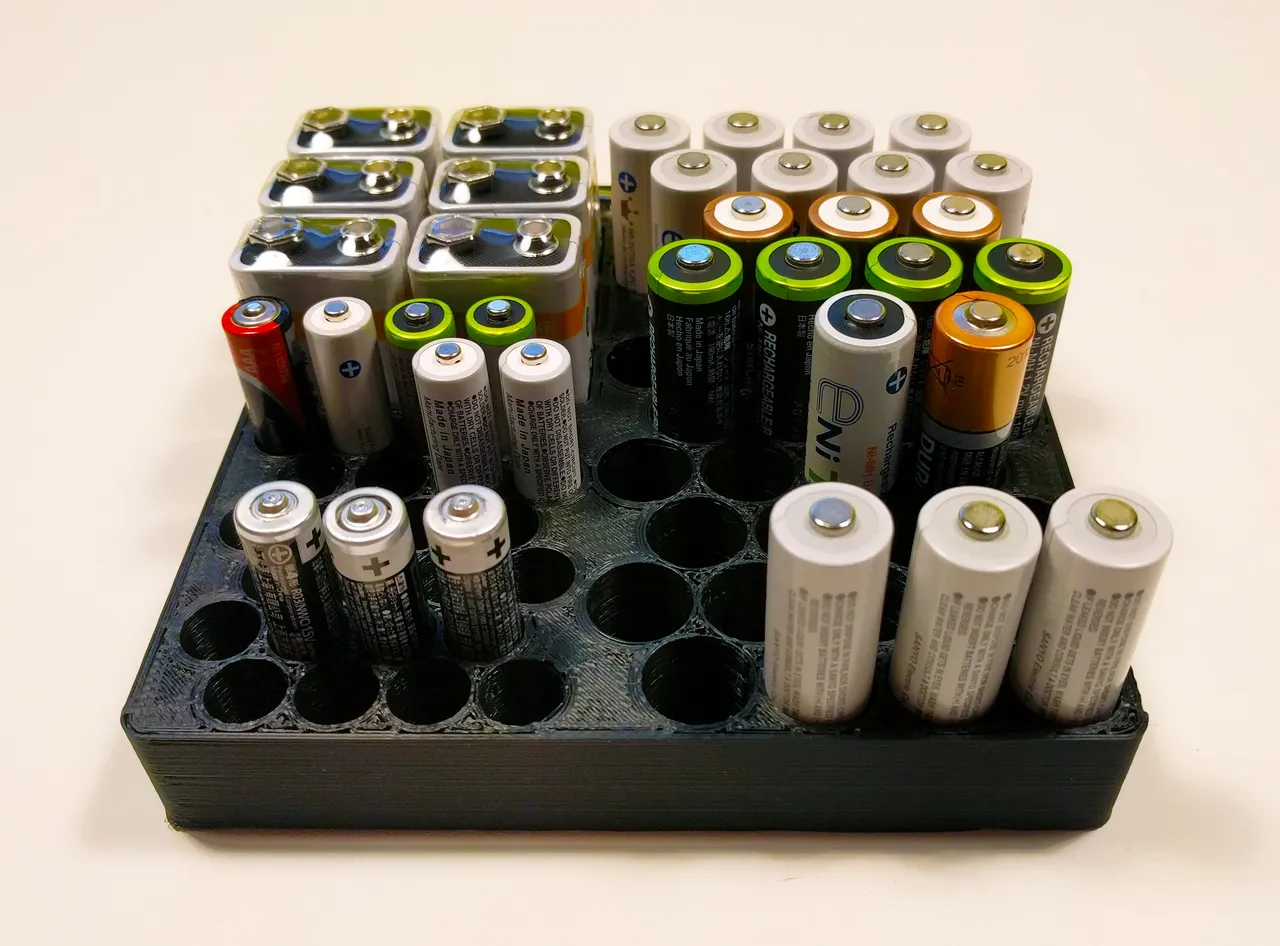 Porta Batterie Trasparente PEPLAYTAL - Organizer Per 48 AAA, Design Compatto