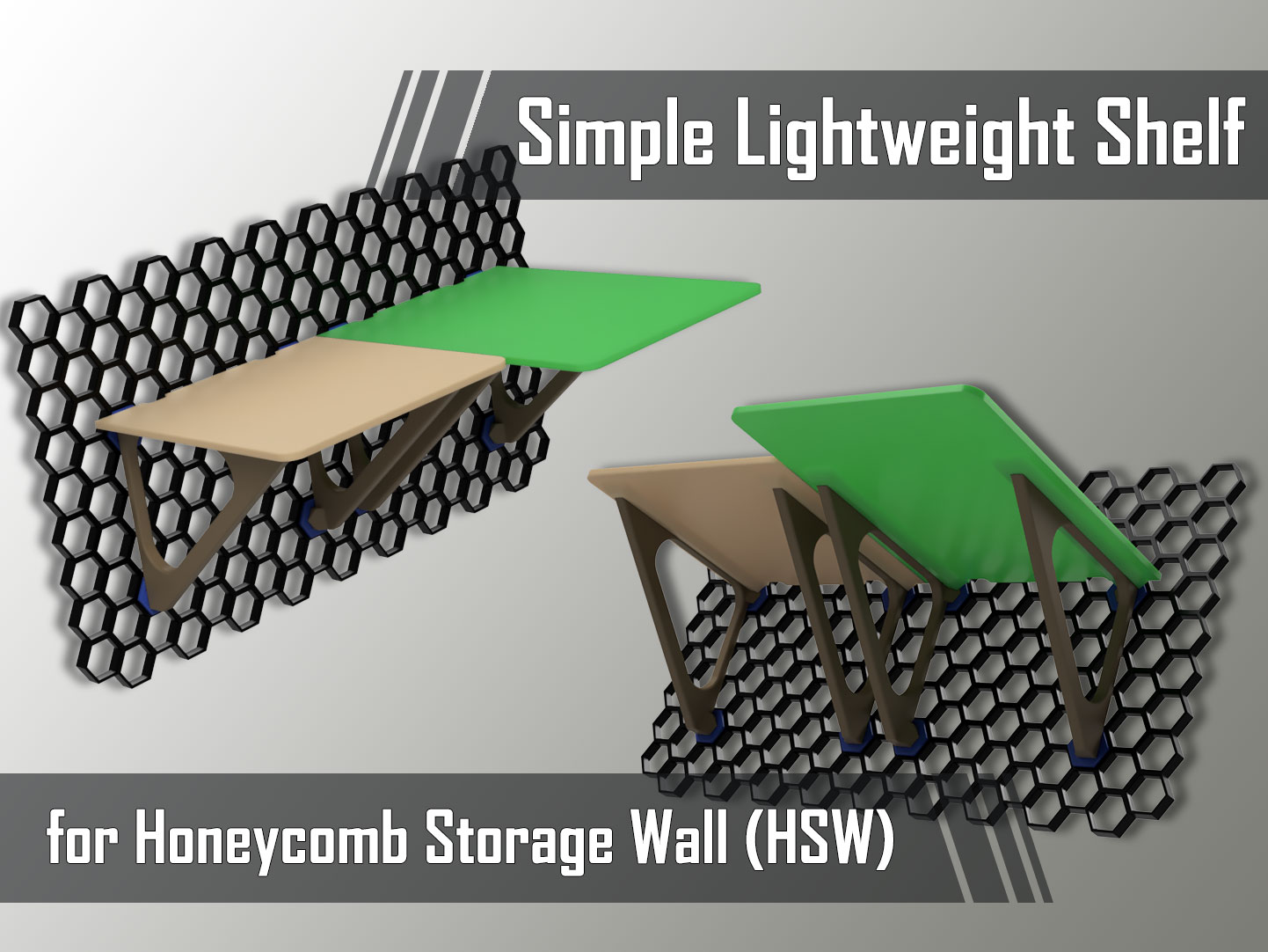 Large simple flat Shelf for Honeycomb Storage Wall
