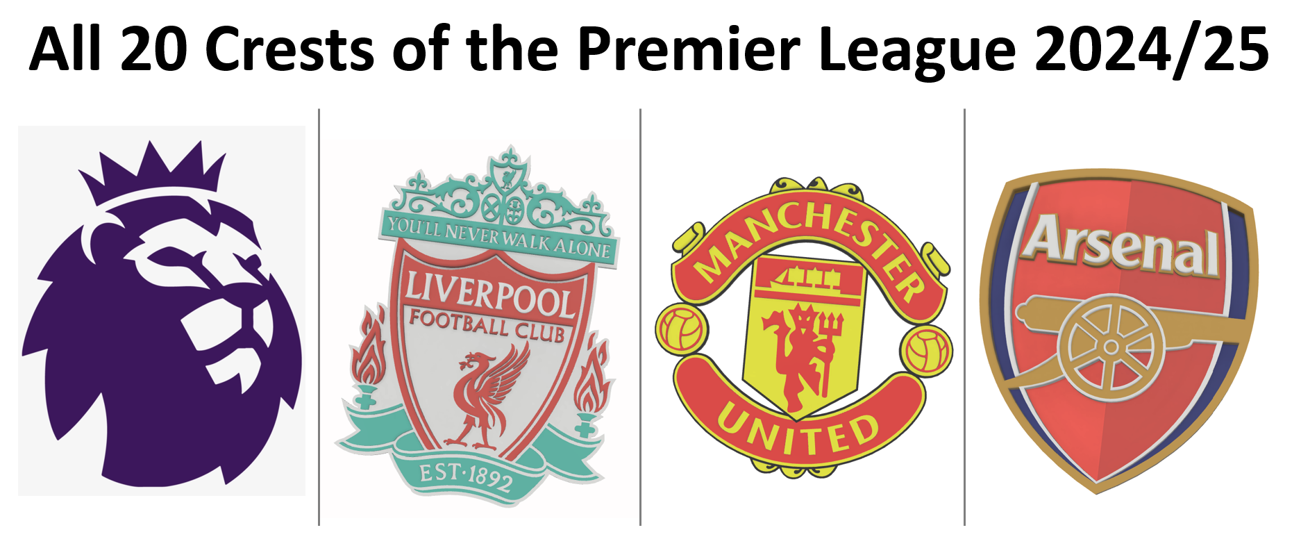 English Premier League - all 20 crests 2024/25