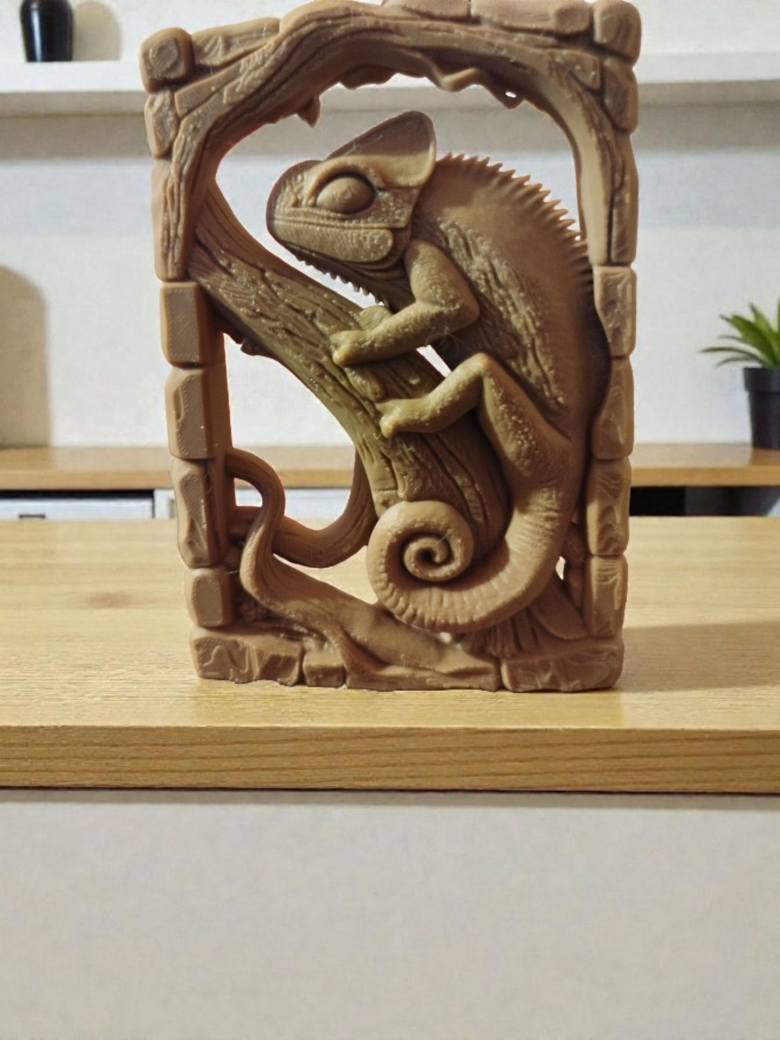 Chameleon in Stone Frame